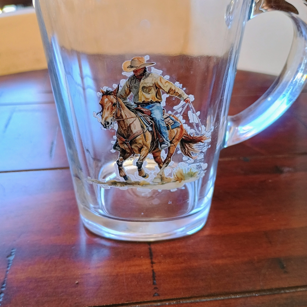 Cowboy Themed Glass Mug